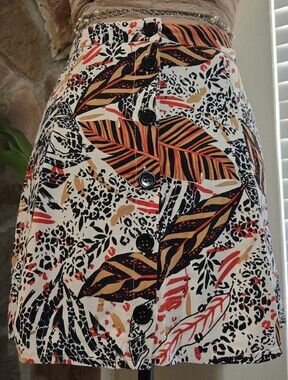 Y2K Pimkie Indie Sleaze Skirt - Leopard & Palm Leaf Print